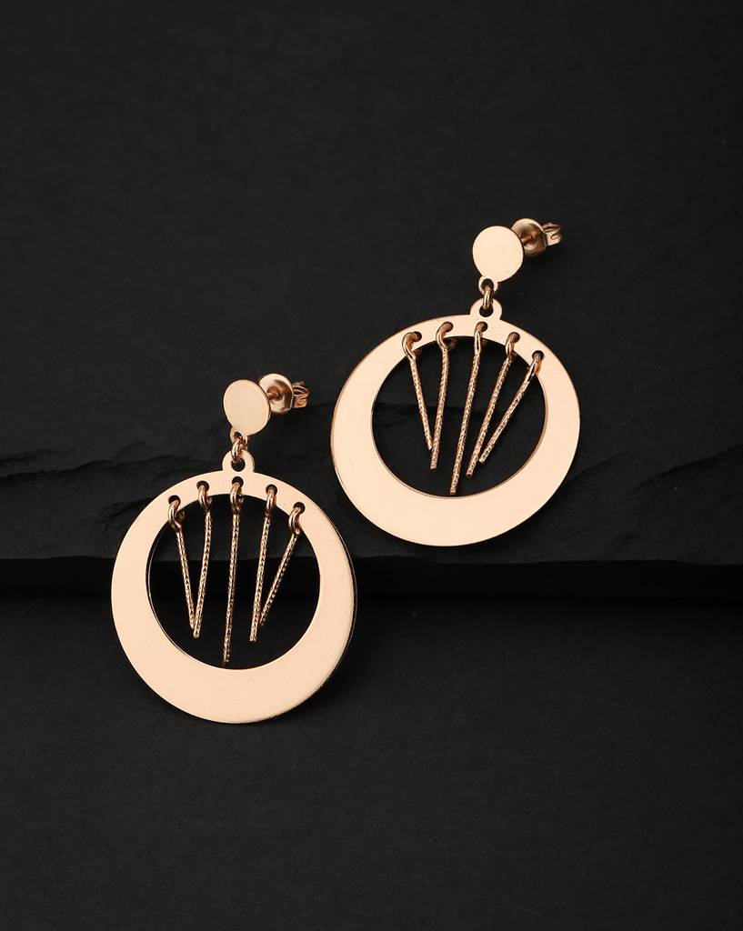 Carlton London Rose Gold-Plated Circular Drop Earrings : B827010E-1