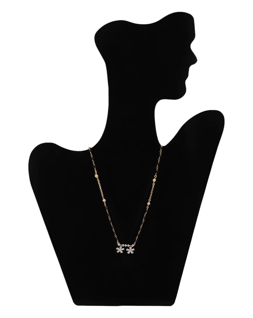 Carlton London Black Gold--Plated Cz-Studded & Artificial Beaded Mangalsutra : B849901N-1