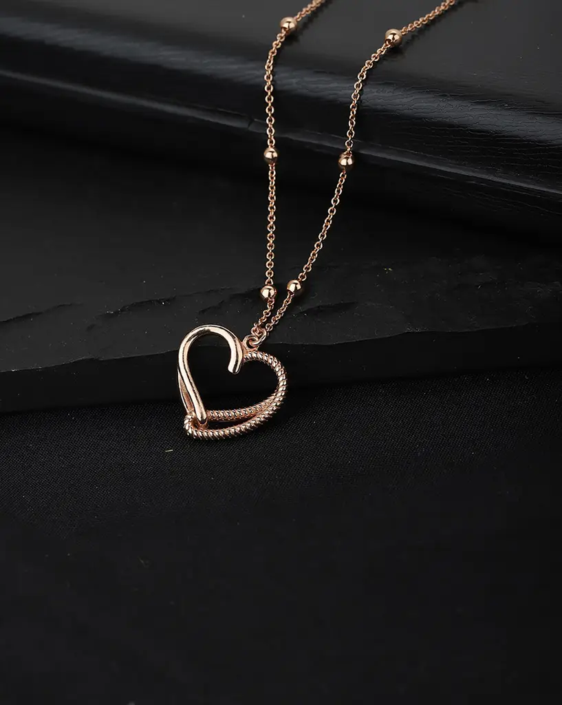 Rose Gold-Plated Heart Textured Link Chain : B854708N-2