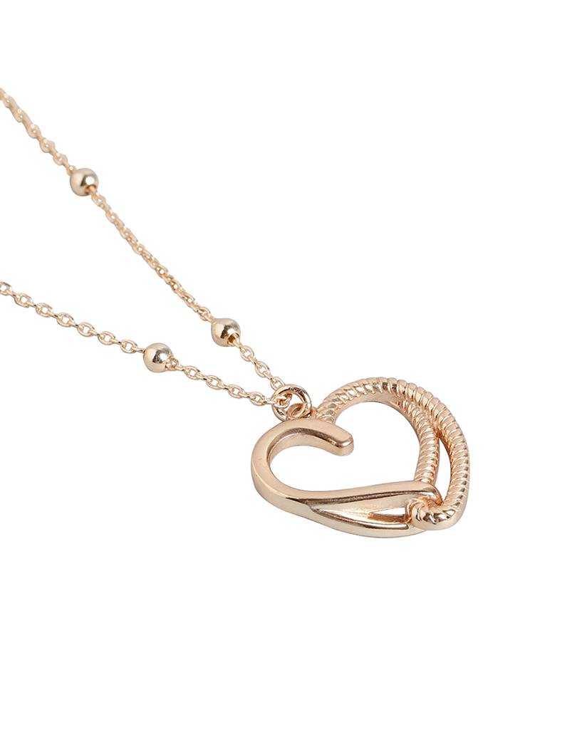 Rose Gold-Plated Heart Textured Link Chain : B854708N-2