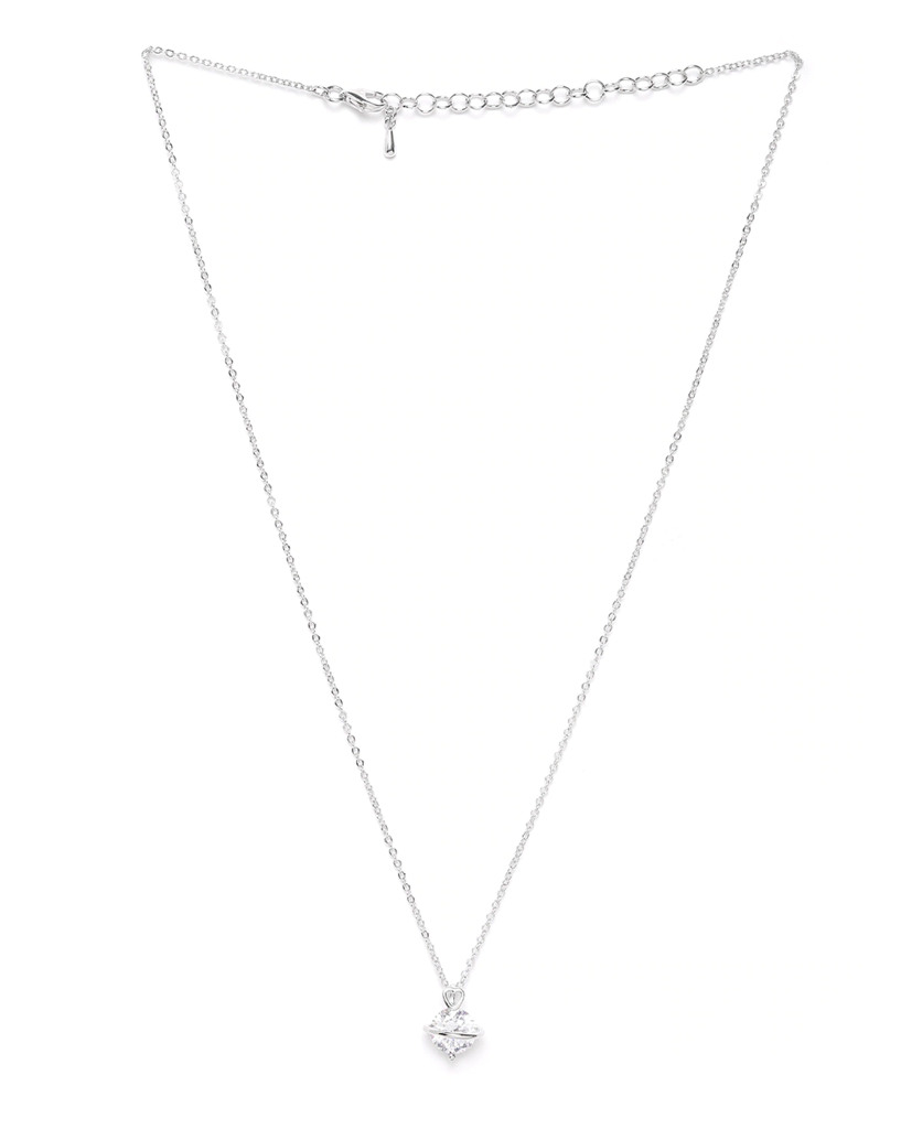 Carlton London Silver-Toned Rhodium-Plated Stone-Studded Circular Necklace : B868506N-1