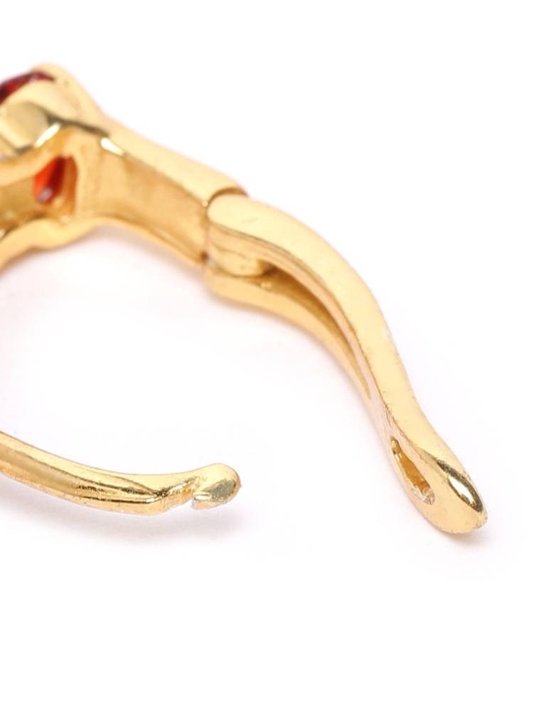 Multicoloured Gold-Plated Stone Studded Circular Huggie Hoop Earrings : B868516E-1