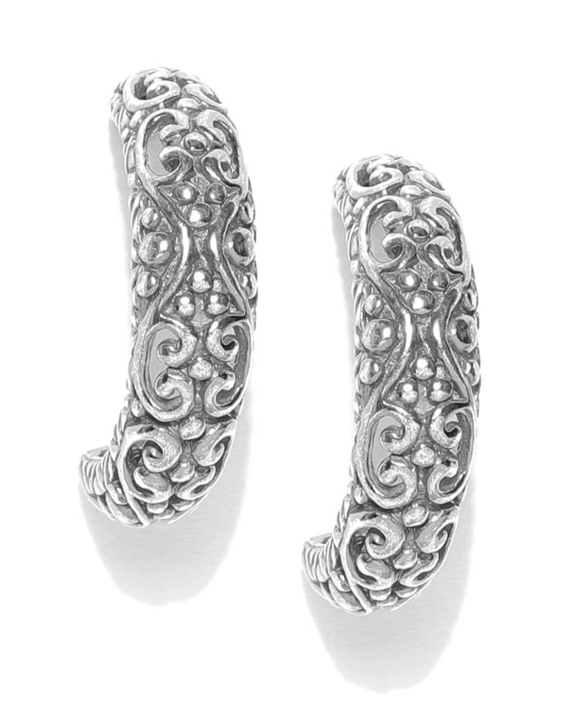 Carlton London Oxidised Silver-Plated Crescent Shaped Half Hoop Earrings : B88195E