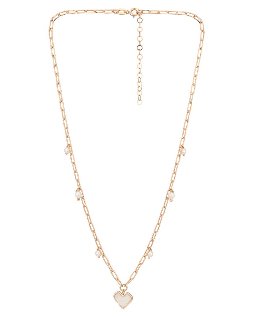 Rose Gold & White Brass Rose Gold-Plated Enamelled Necklace : B887206N-1