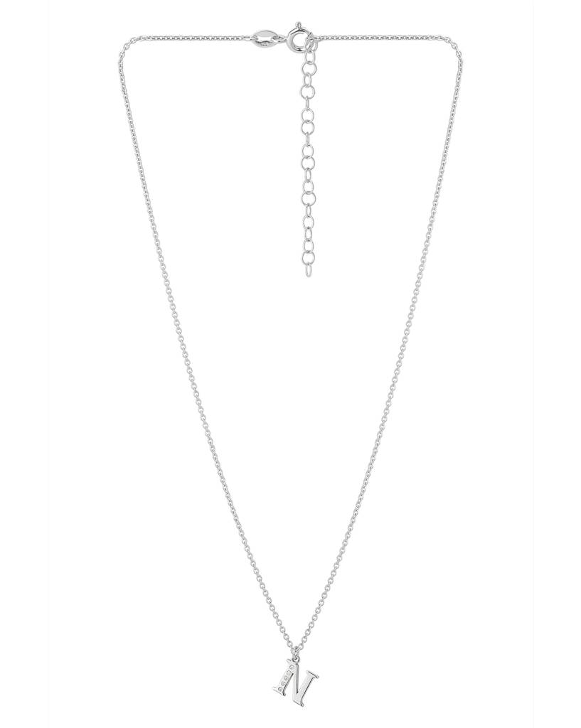 Carlton London, Silver-Toned Rhodium-Plated Cz-Studded Handcrafted Necklace : B897203N2