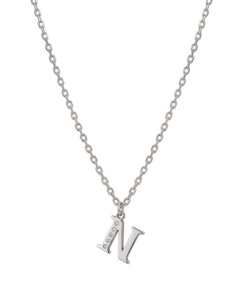 Carlton London, Silver-Toned Rhodium-Plated Cz-Studded Handcrafted Necklace : B897203N2