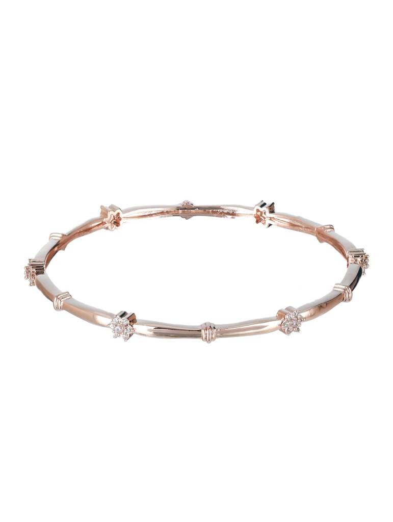 Women Set Of 2 Rose Gold-Plated White Ad-Studded Bangles : BA-JS22-60018