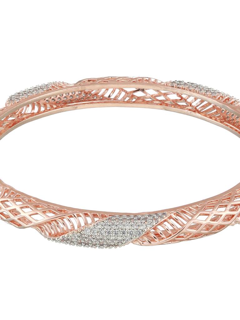 Set Of 2 Rose Gold-Plated Ad Studded Bangles-60054 : BA-JS23-60054-2-4