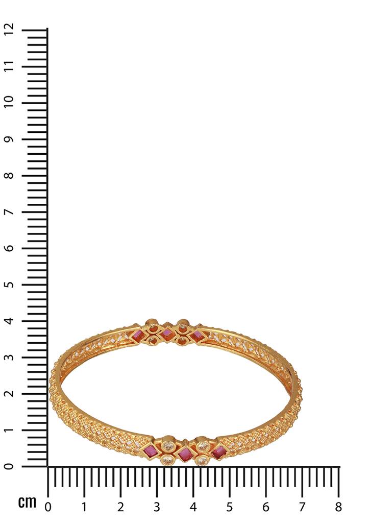 Set Of 2 18K Gold-Plated Stone Studded Bangles : BA-JS24-60097-24