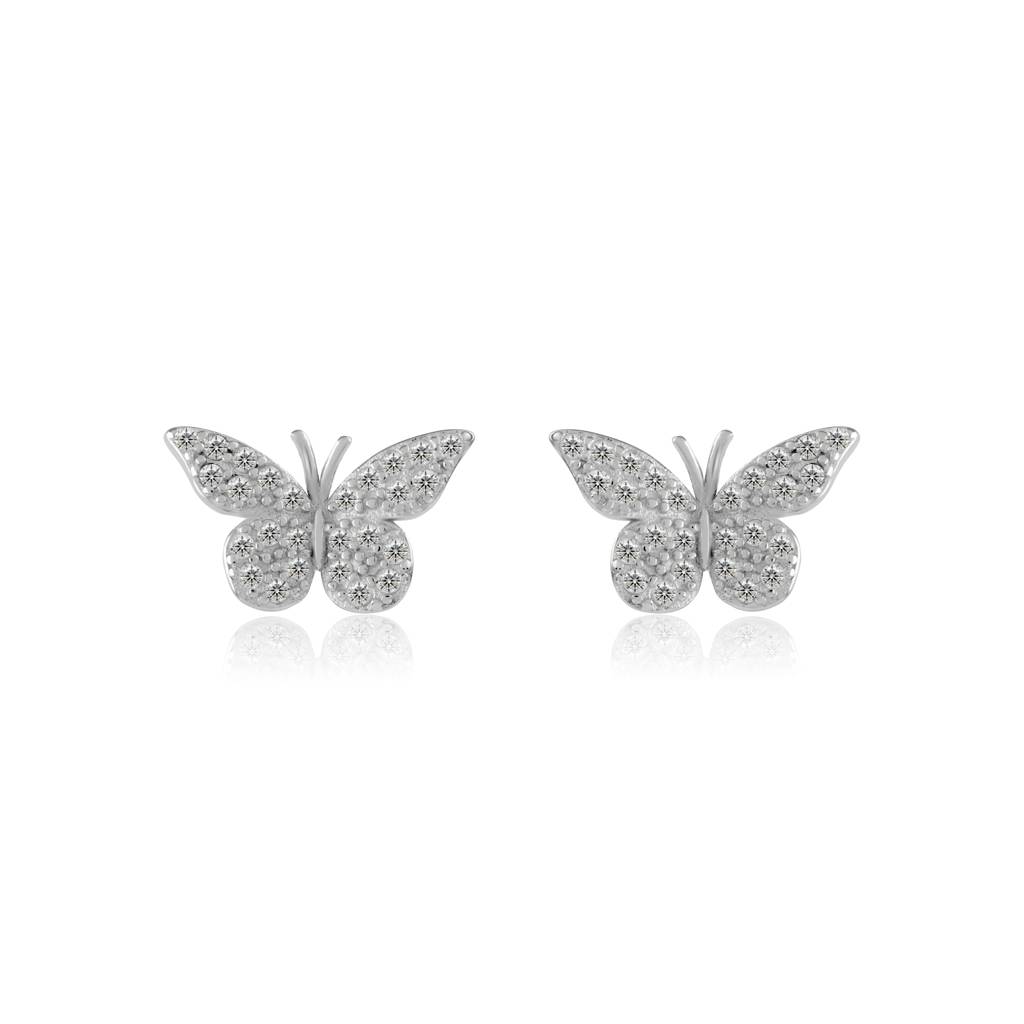 Mini Butterfly Stud Earrings In 925 Silver : BAER069