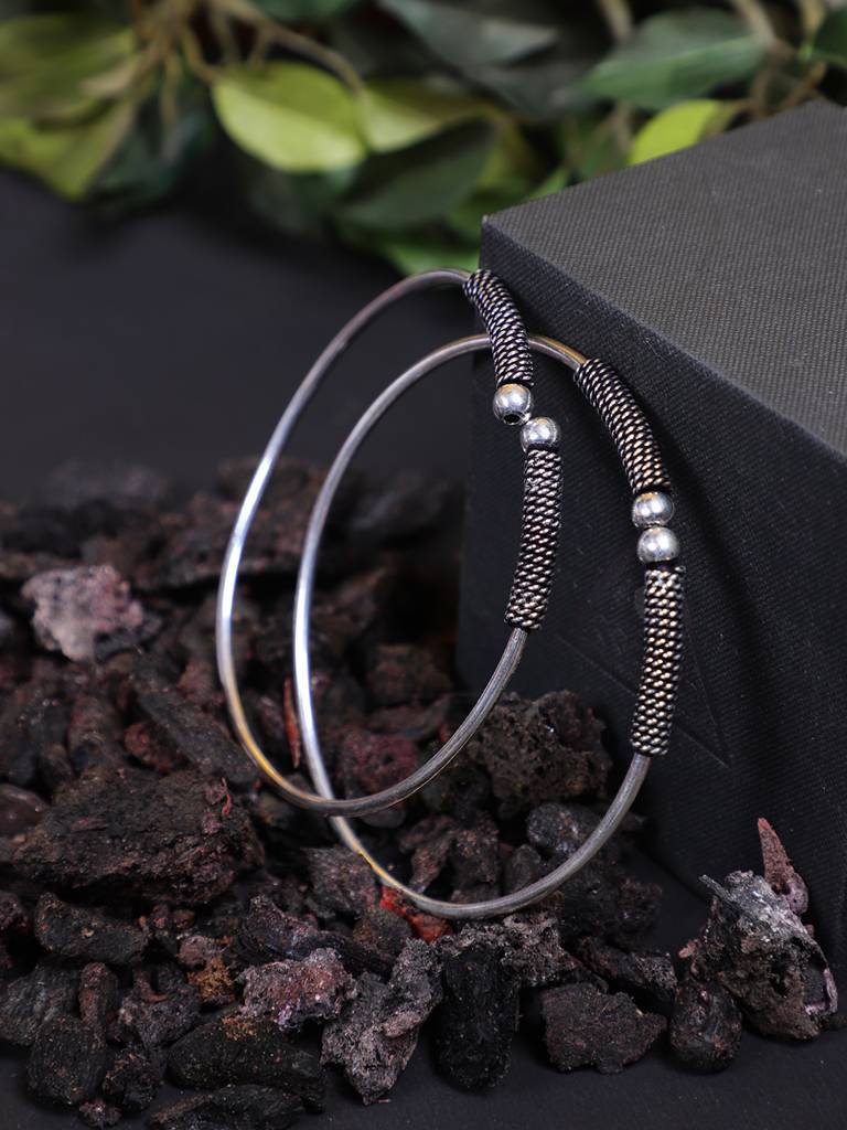 Firoza Oxidized Silver Toned Banjara Foot Cuffs : BANJARAANK1097