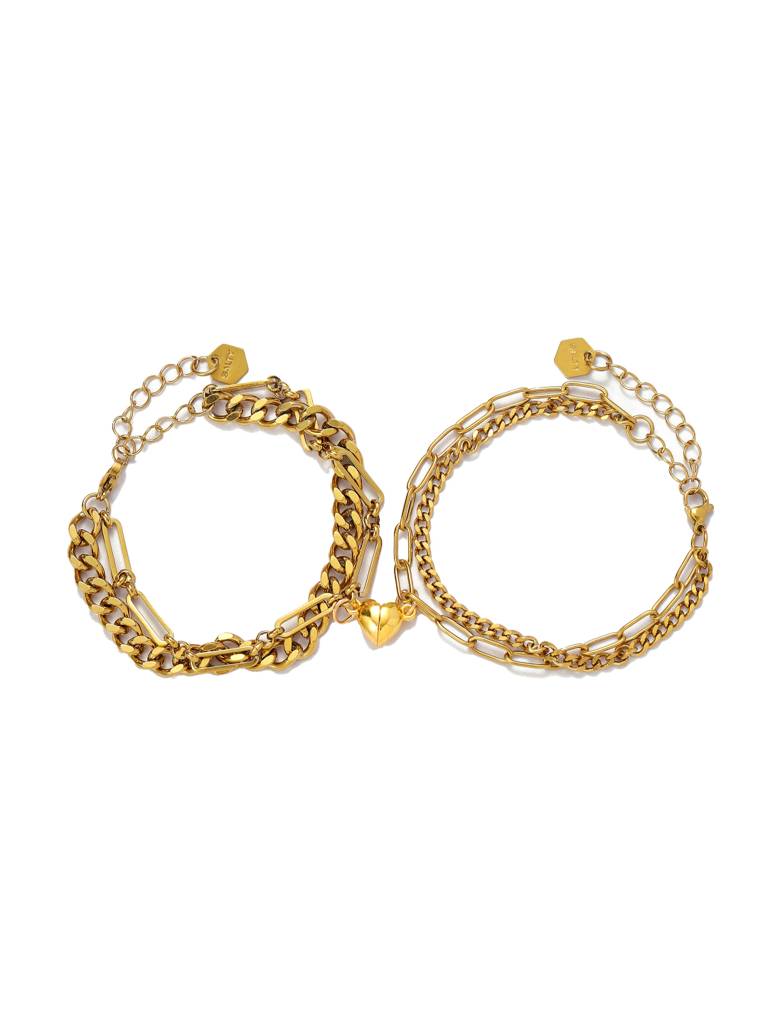 Couple Love Lock Heart Bracelet For Valentines Day : BC24358-G