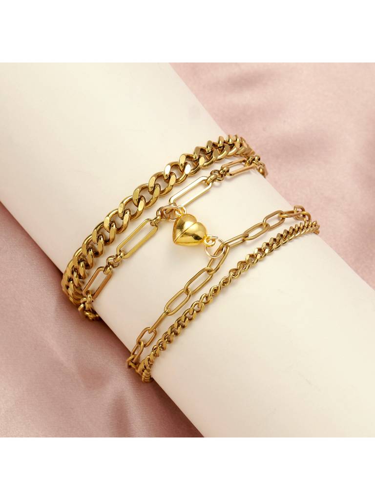 Couple Love Lock Heart Bracelet For Valentines Day : BC24358-G