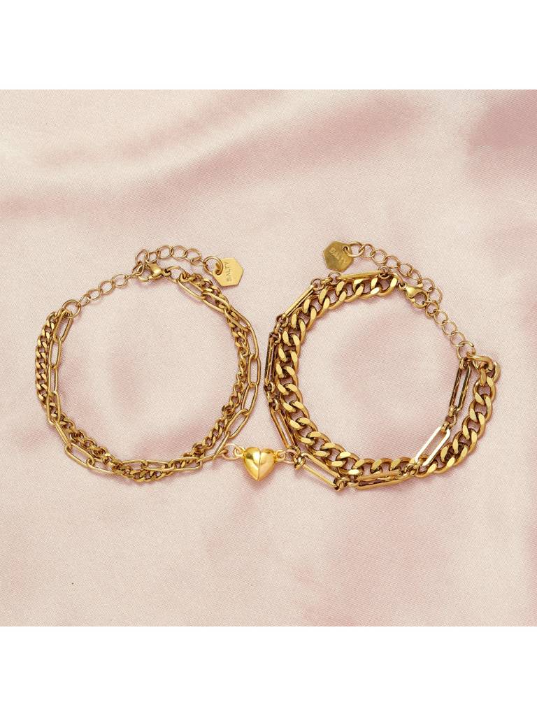 Couple Love Lock Heart Bracelet For Valentines Day : BC24358-G