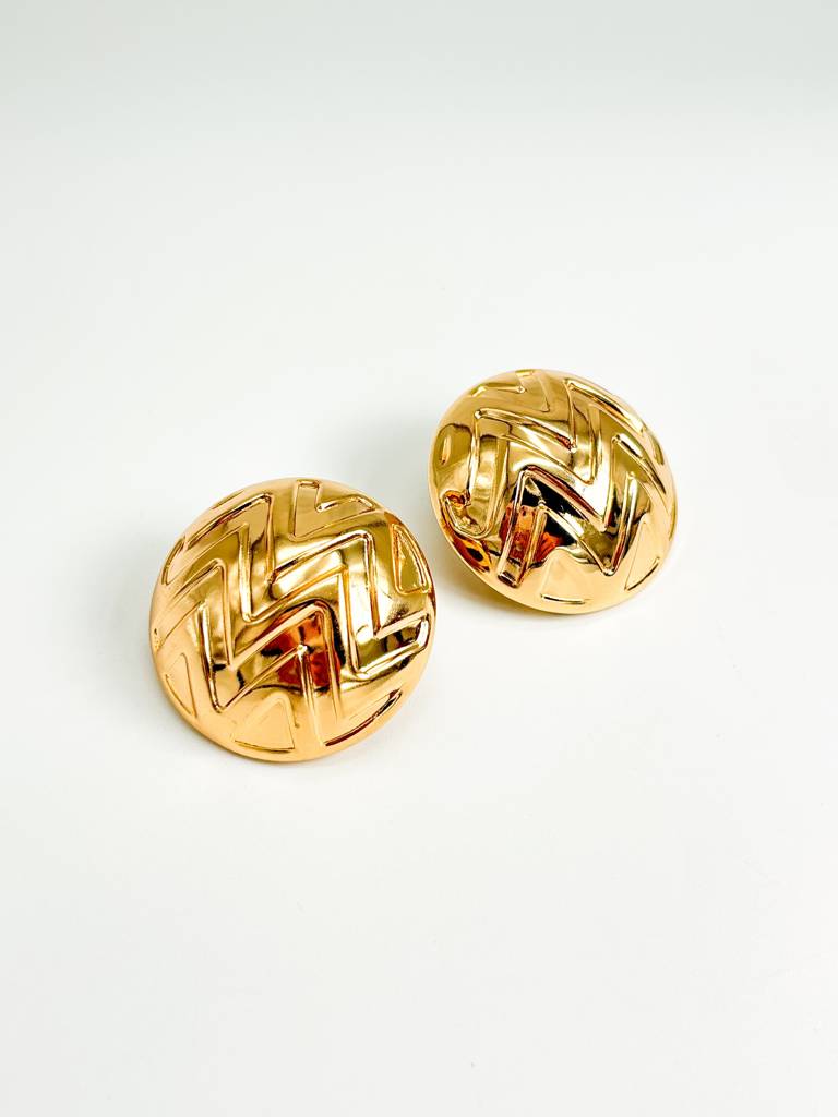 Vintage Couture Wavy Button Stud Earrings : E0013