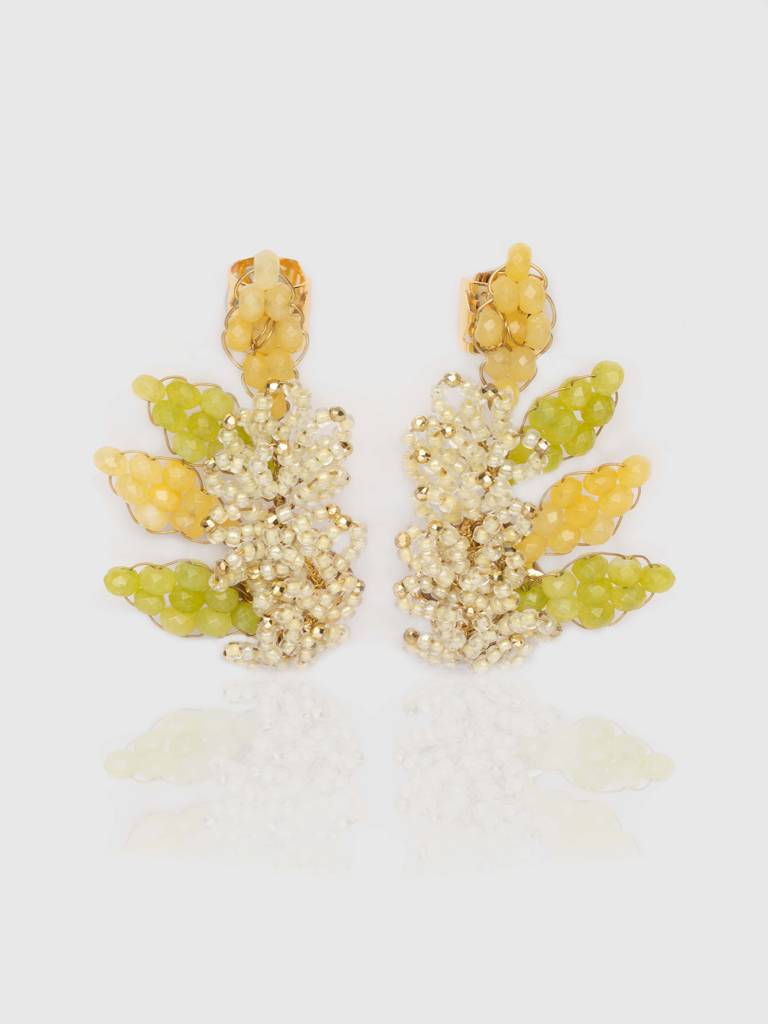 Lime Camellia Studs : BE-450-01YELLOW