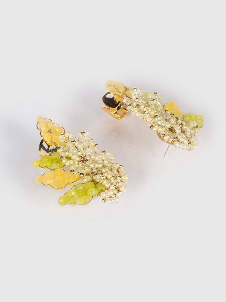 Lime Camellia Studs : BE-450-01YELLOW