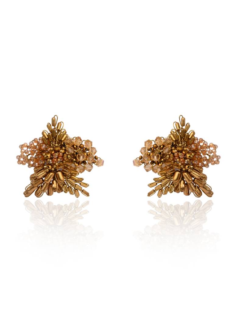 Gold Plated Metallic Abstart Earrings For Ethnic Wedding Look : BE-525-01GOLD