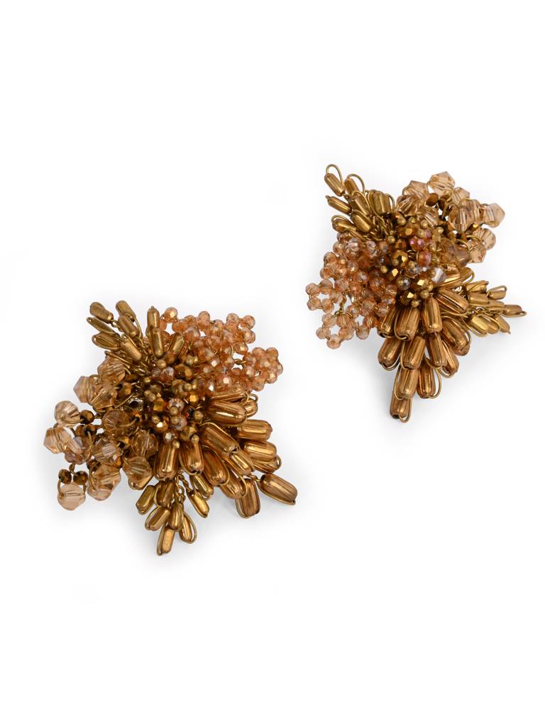Gold Plated Metallic Abstart Earrings For Ethnic Wedding Look : BE-525-01GOLD