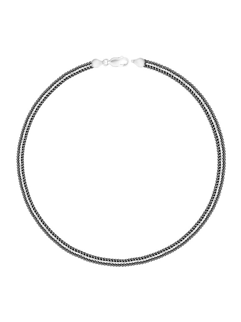 Woven Oxidised Silver Chain Bracelet : BEGB100