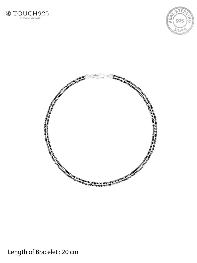 Woven Oxidised Silver Chain Bracelet : BEGB100