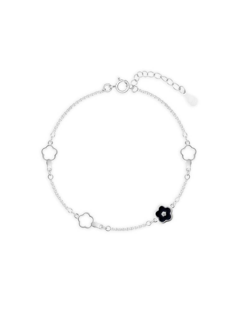 Midnight Bloom Silver Anklet : BGPA420