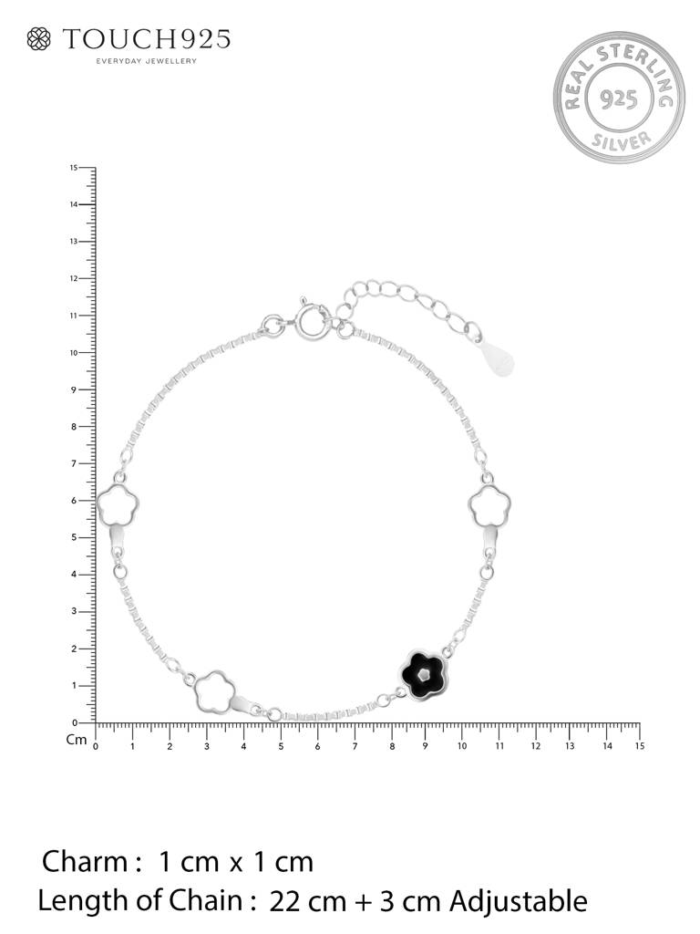 Midnight Bloom Silver Anklet : BGPA420