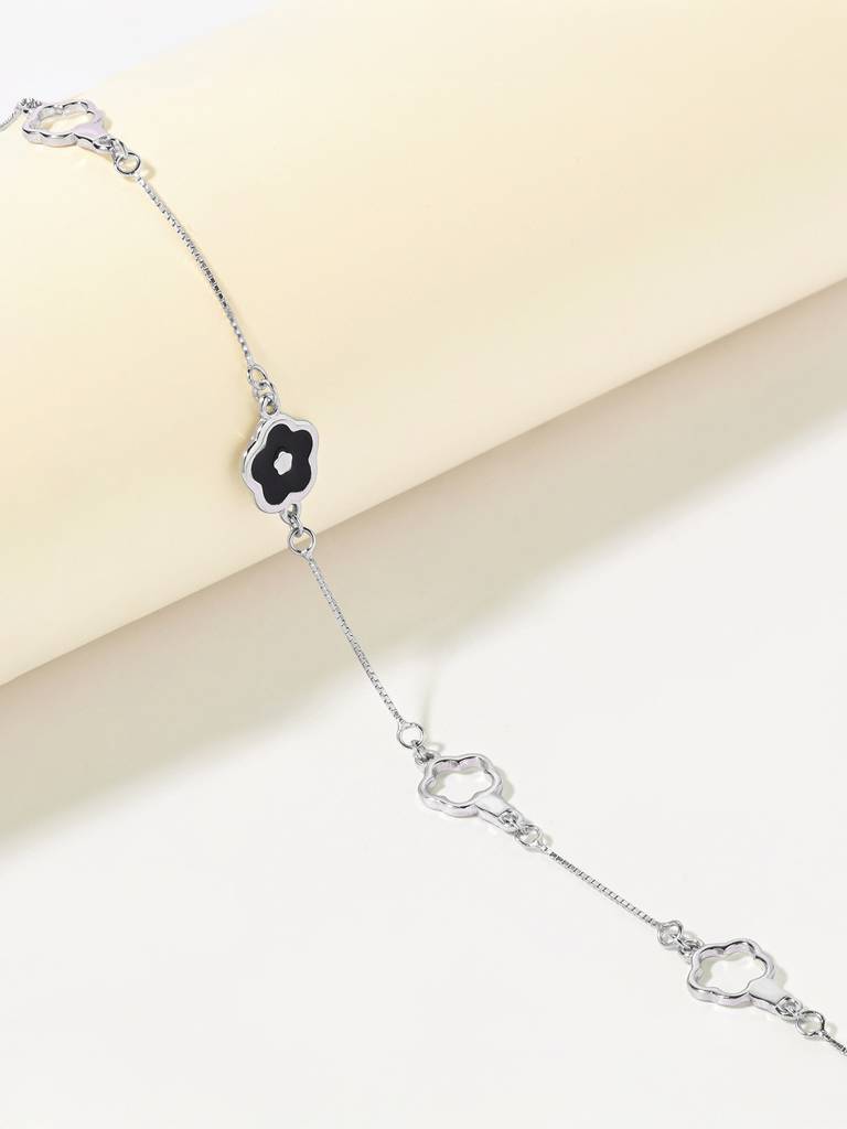 Midnight Bloom Silver Anklet : BGPA420
