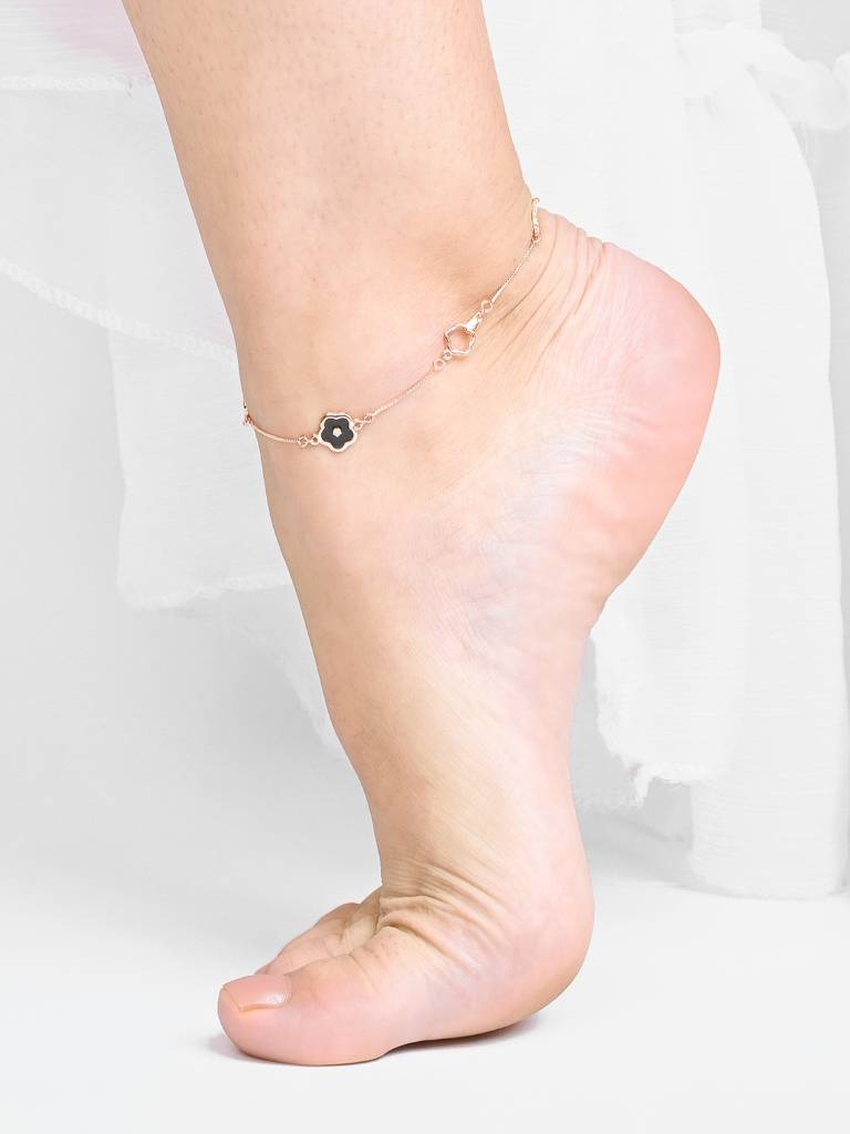 Midnight Bloom Silver Anklet : BGPA450