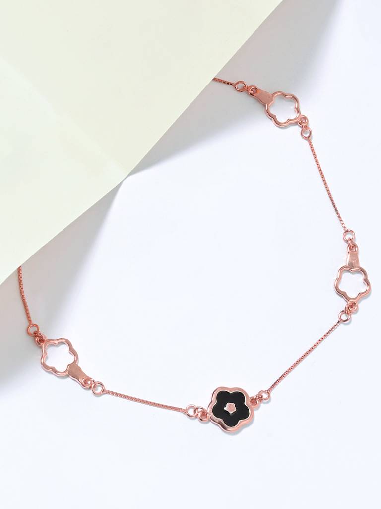Midnight Bloom Silver Anklet : BGPA450
