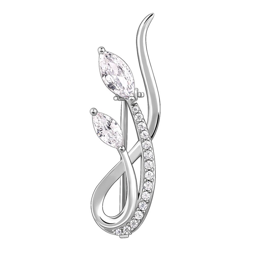 Giva 925 Silver Curvy Leaf Brooch For Him| Gifts For Men And Boys| With Certificate Of Authenticity And 925 Stamp | 6  : BH016