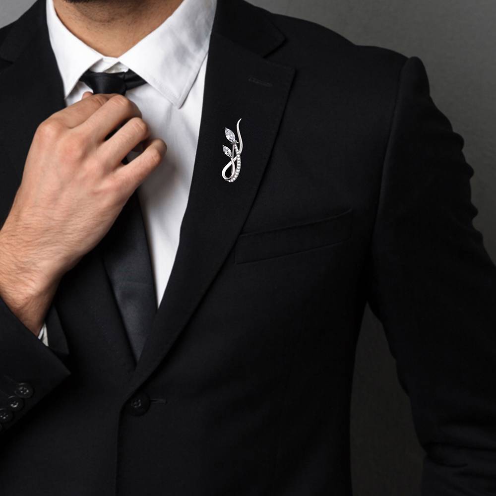 Giva 925 Silver Curvy Leaf Brooch For Him| Gifts For Men And Boys| With Certificate Of Authenticity And 925 Stamp | 6  : BH016