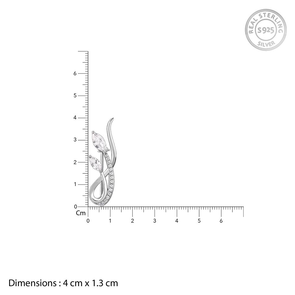 Giva 925 Silver Curvy Leaf Brooch For Him| Gifts For Men And Boys| With Certificate Of Authenticity And 925 Stamp | 6  : BH016