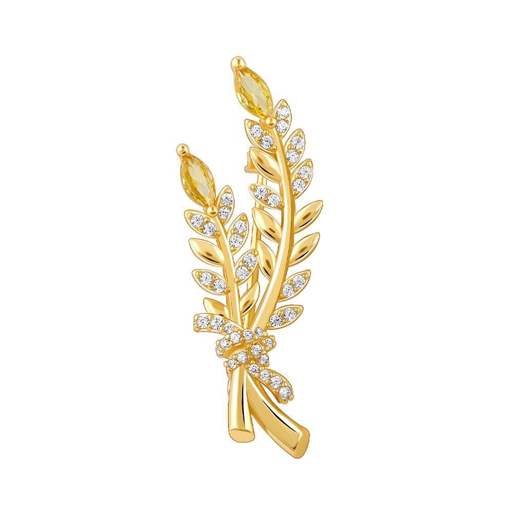 Giva 925 Silver Golden Leafy Moment Brooch For Him| Gifts For Men And Boys| With Certificate Of Authenticity And 925 S : BH017