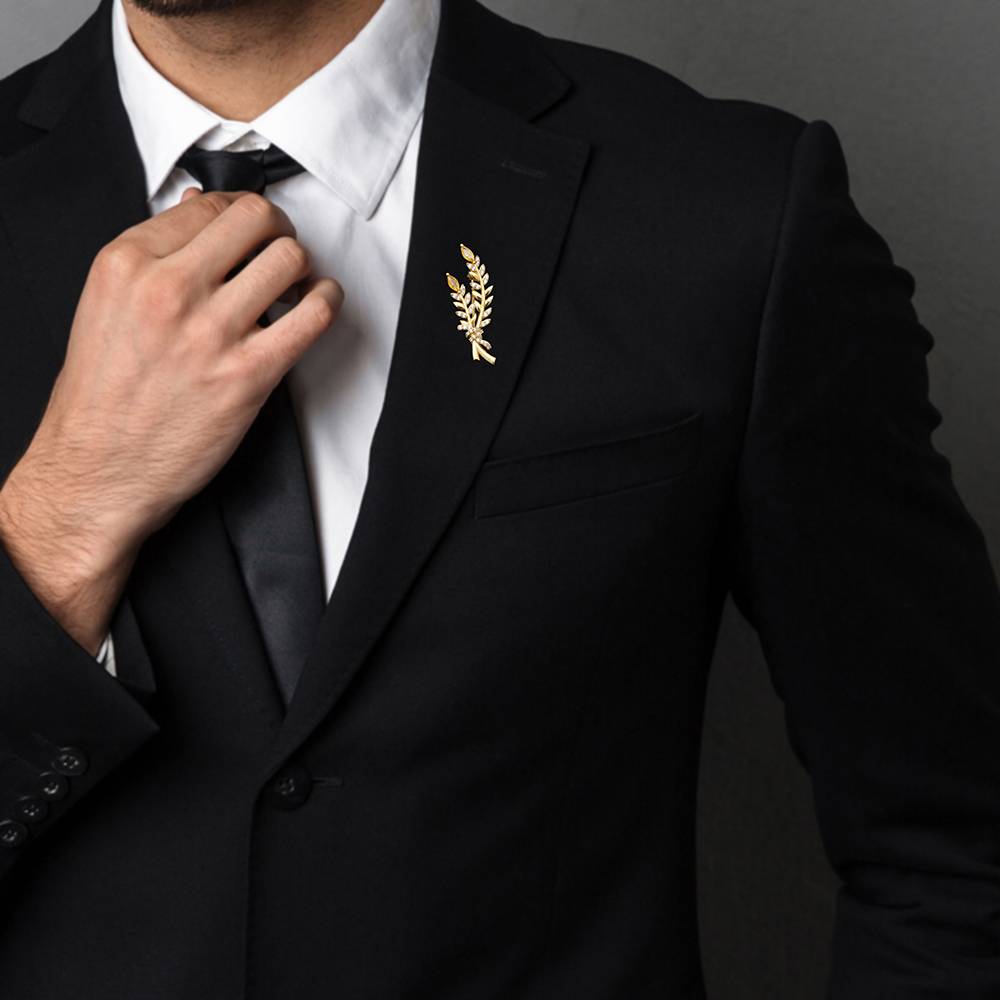 Giva 925 Silver Golden Leafy Moment Brooch For Him| Gifts For Men And Boys| With Certificate Of Authenticity And 925 S : BH017