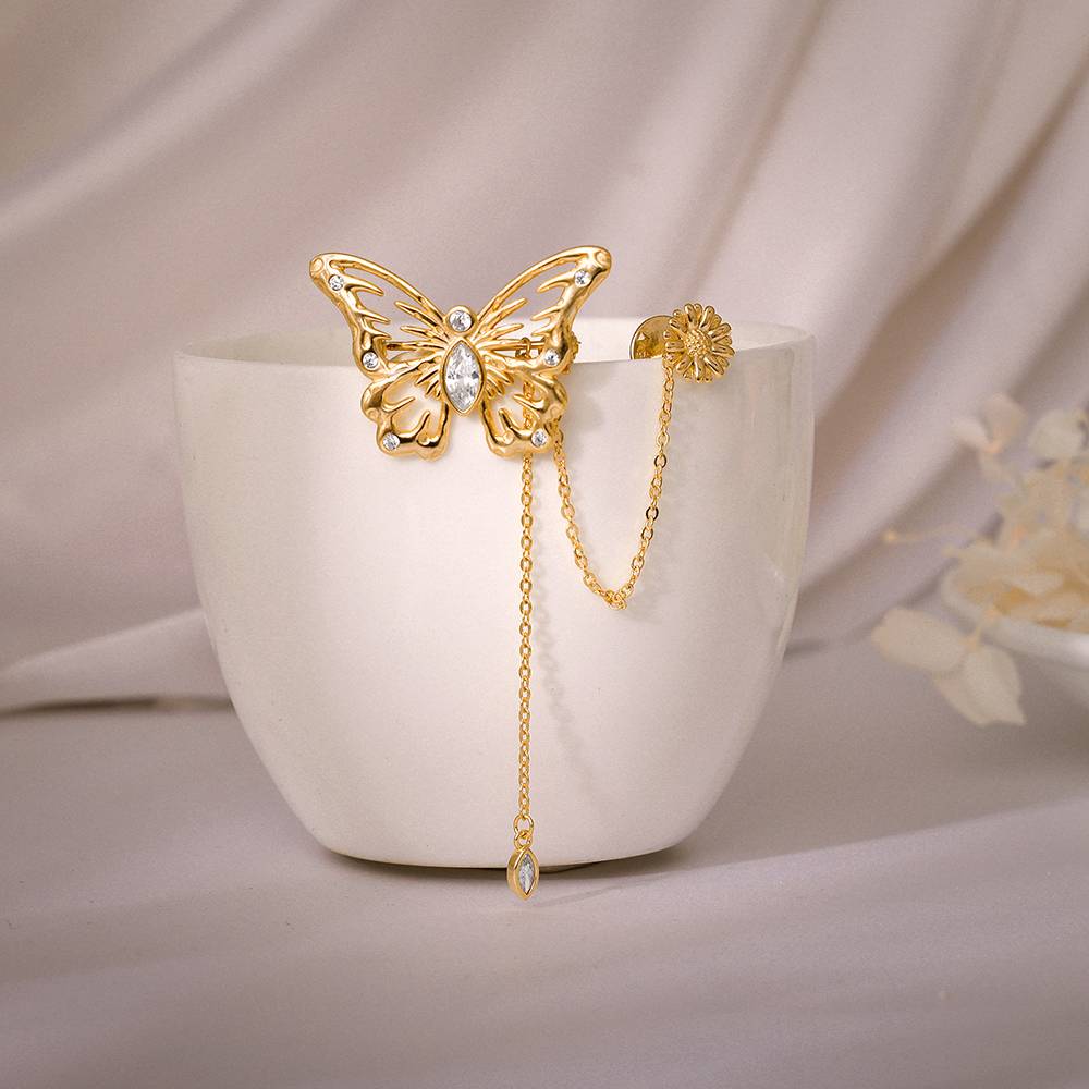 Giva 925 Silver Golden Shinny Butterfly Brooch For Him| Gifts For Men And Boys| With Certificate Of Authenticity And 9 : BH018