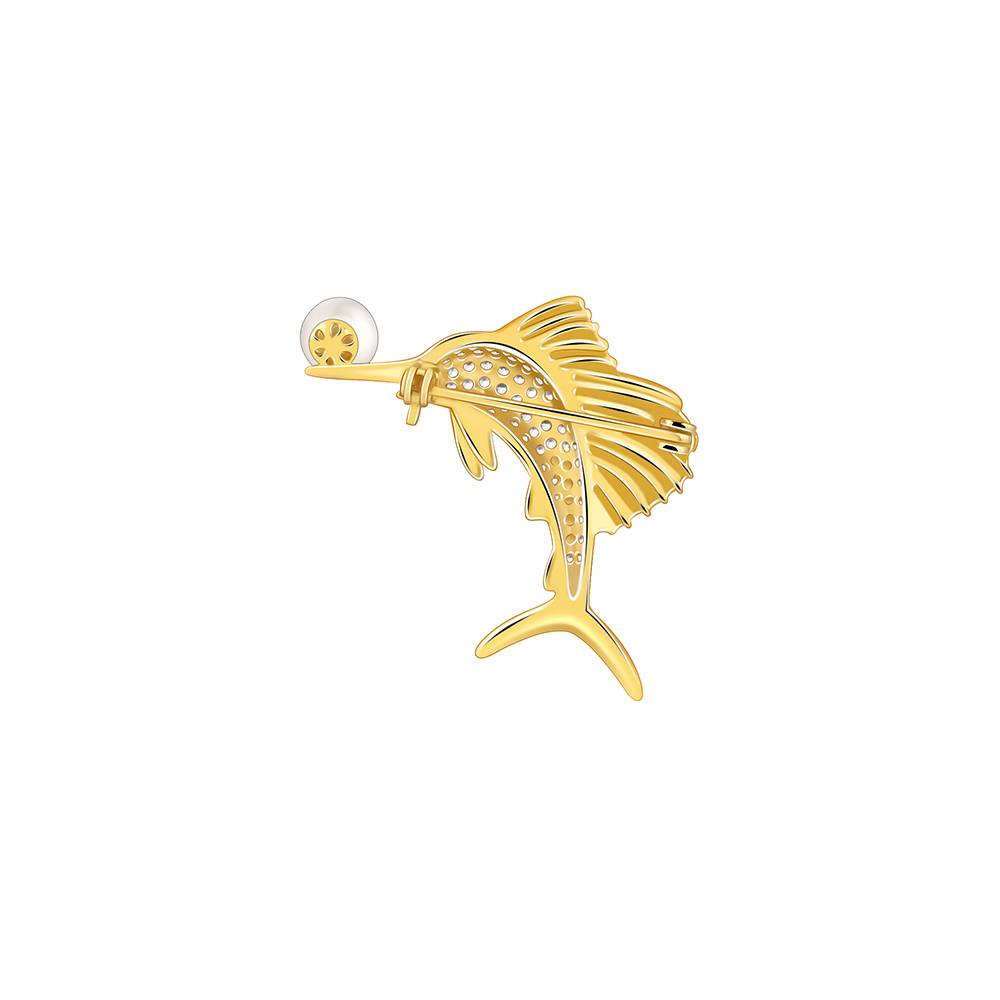 925 Silver Golden Mermaid Brooch For Him : BH019