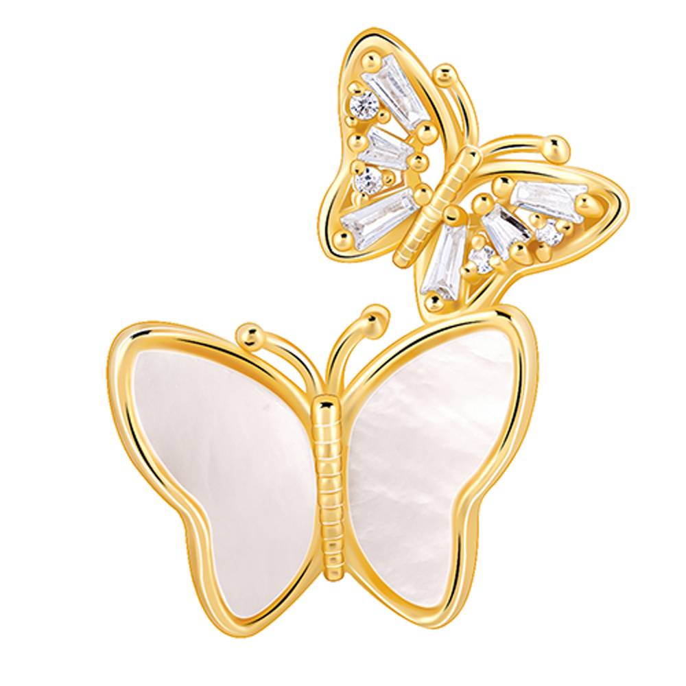 Giva 925 Silver Golden Graceful Butterfly Brooch| Gifts For Women And Girls | With Certificate Of Authenticity And 925 : BH022