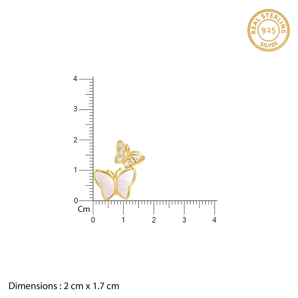 Giva 925 Silver Golden Graceful Butterfly Brooch| Gifts For Women And Girls | With Certificate Of Authenticity And 925 : BH022