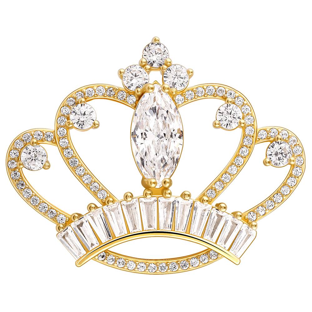 Giva 925 Silver Golden Pride Crown Brooch For Him| Gifts For Men And Boys| With Certificate Of Authenticity And 925 St : BH024