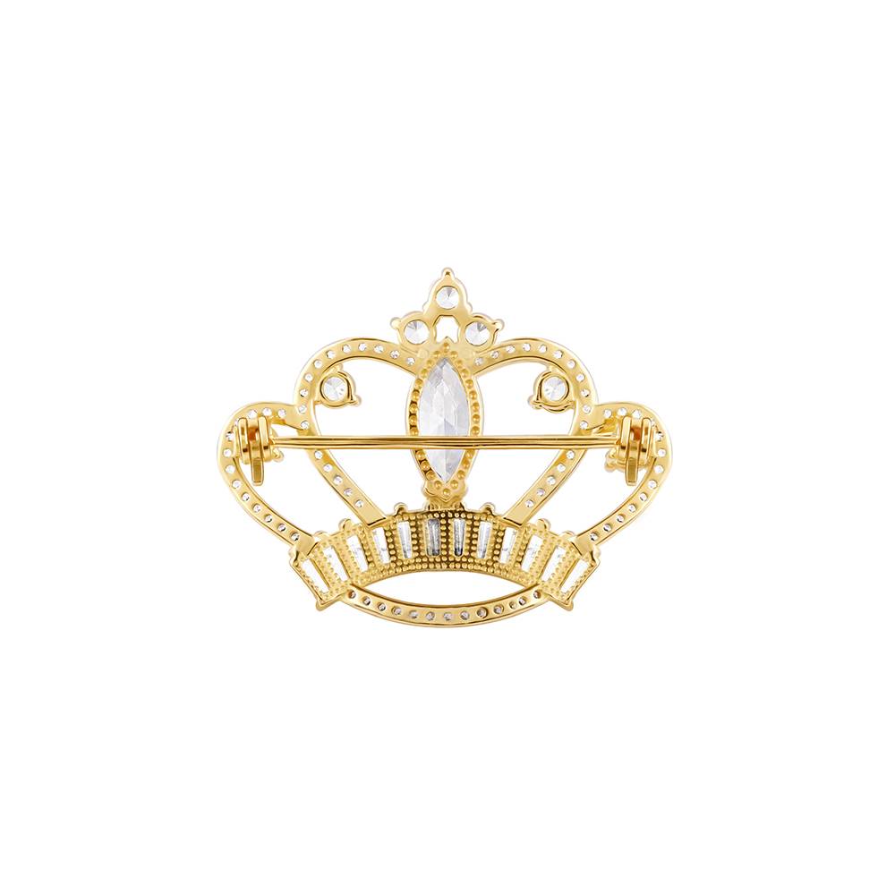 Giva 925 Silver Golden Pride Crown Brooch For Him| Gifts For Men And Boys| With Certificate Of Authenticity And 925 St : BH024