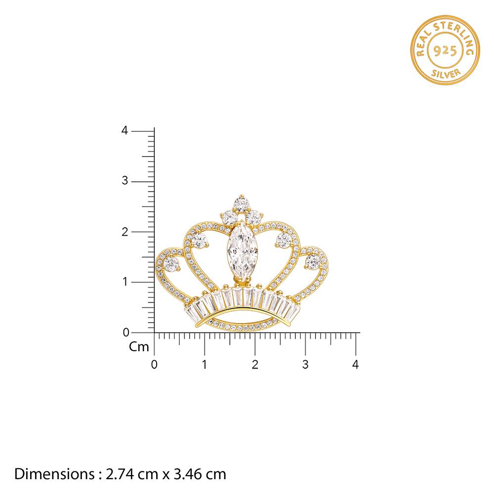 Giva 925 Silver Golden Pride Crown Brooch For Him| Gifts For Men And Boys| With Certificate Of Authenticity And 925 St : BH024