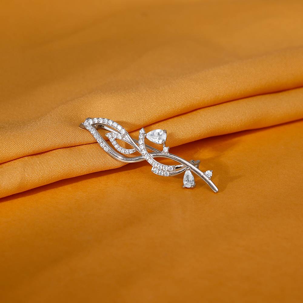 925 Silver Rose Gold Wavy Brooch For Him : BH025
