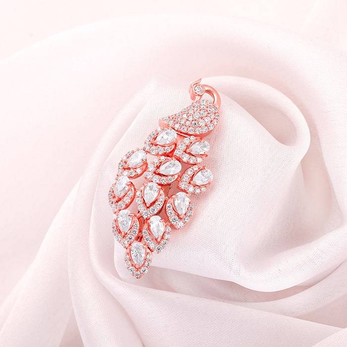 Giva 925 Sterling Silver Rose Gold Peacock Brooch | Gifts For Women And Girls | With Certi : BH04