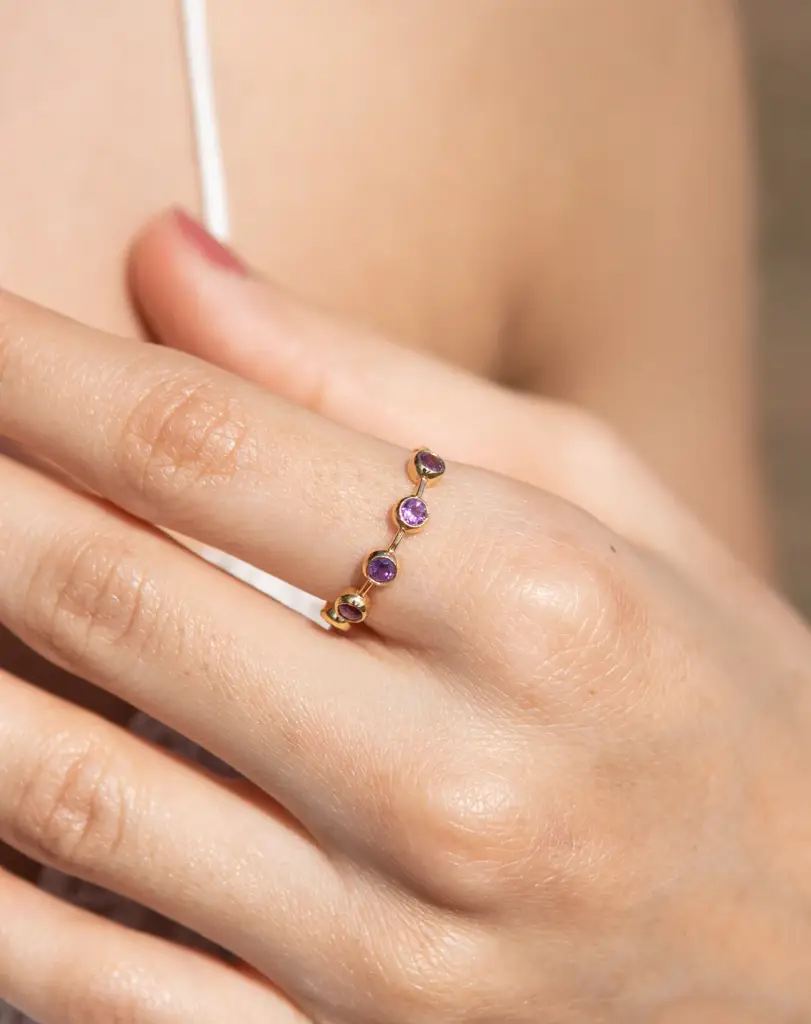 Amethyst Birthstone Ring, Aquarius : BI-Y-ARI