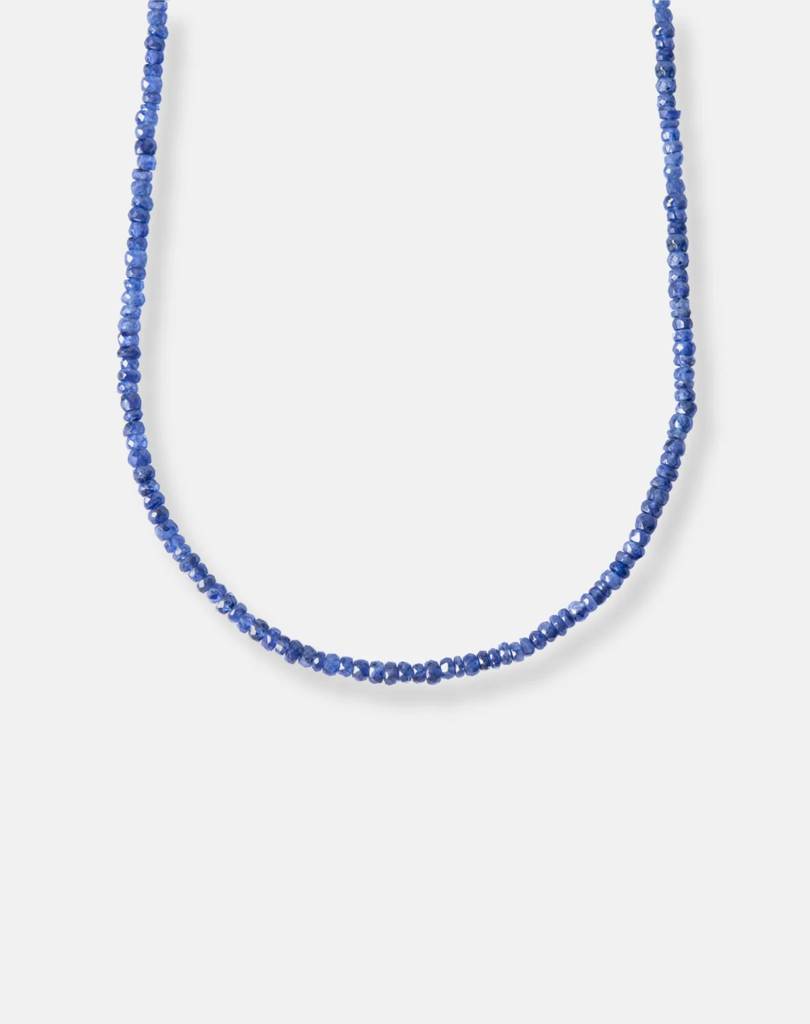 Beaded Blue Sapphire Necklace, Virgo : BI-Y-BSNE