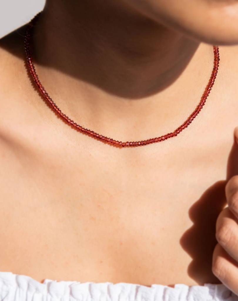 Beaded Garnet Necklace, Capricorn : BI-Y-GNE