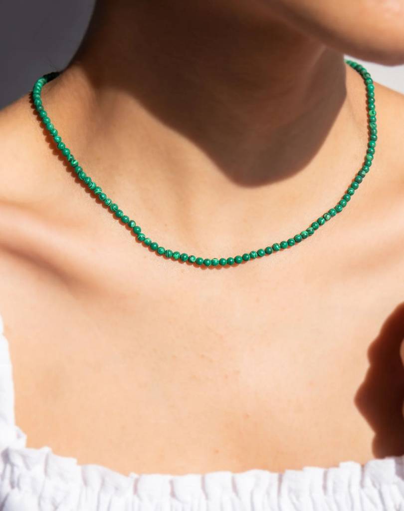 Beaded Malachite Necklace, Taurus : BI-Y-MNE