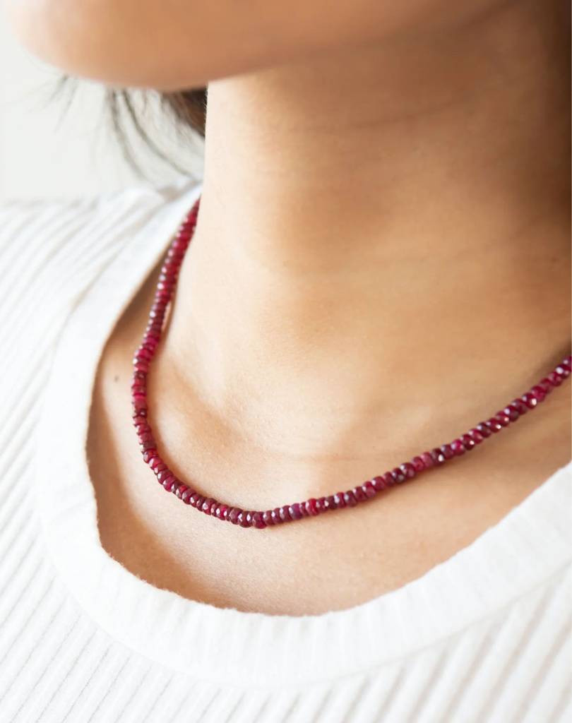 Beaded Ruby Necklace, Cancer : BI-Y-RNE