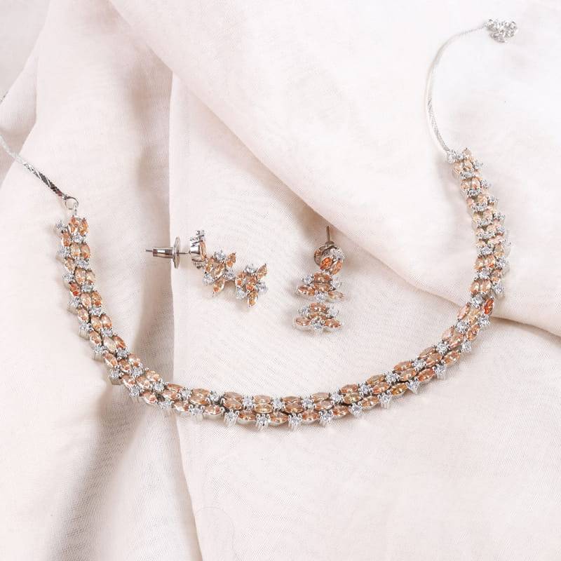 Hazel Citrine Colored 
Necklace Set : BJNK0114